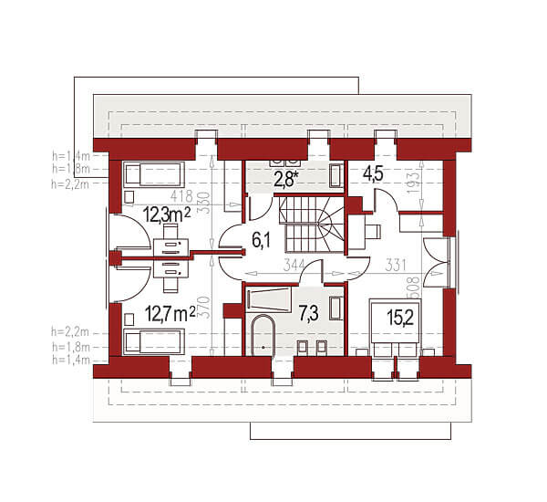 Projekt domu z poddaszem Ewa Lux Modern rzut poddasza